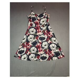 LOFT Floral Mini Dress - Red, White, Black